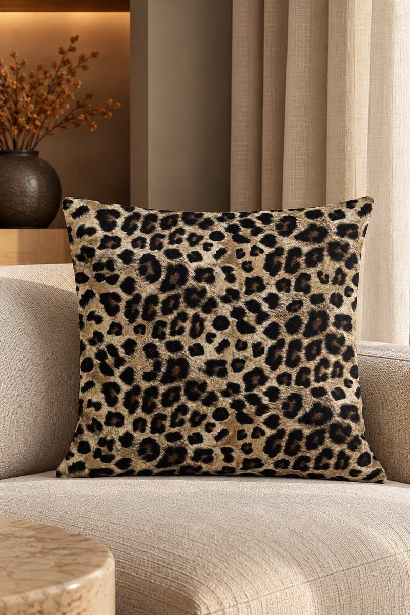 Μαξιλάρι Leopard Black & Beige
